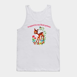 Trapped In My Flesh Prison  / Retro 80s Style Cartoon Nihilism Design Tank Top